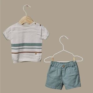 Wedoble Striped Knit Top and Shorts Set